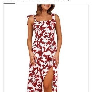 Floral Red and White Maxi Dress